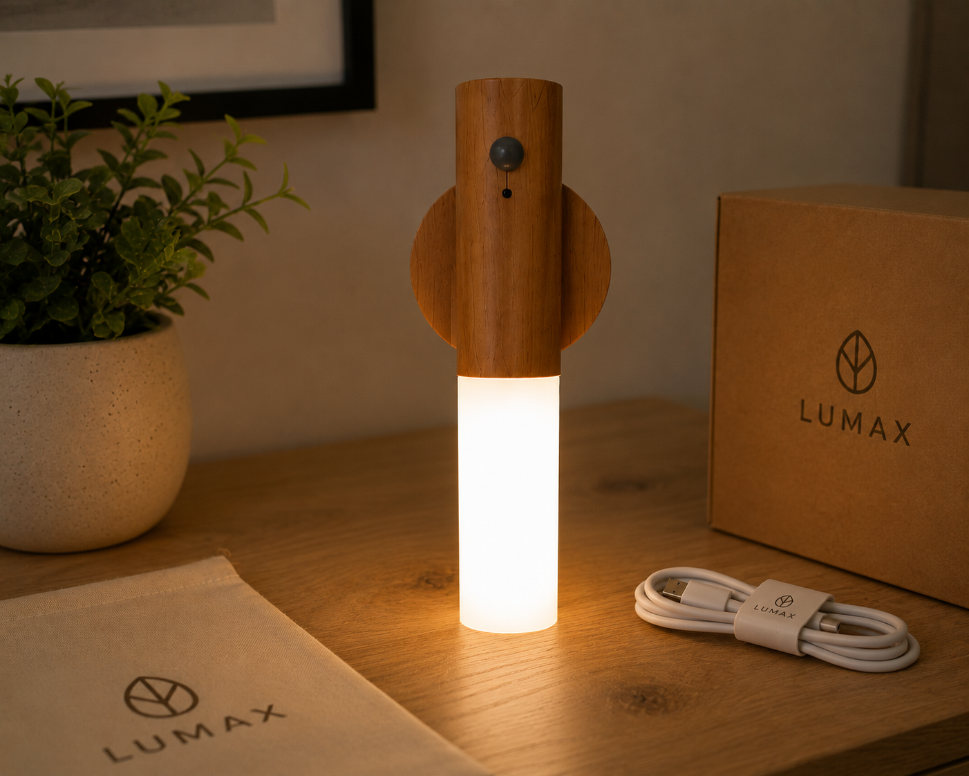 Lumax light with branded box and charging cable